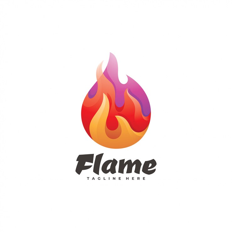Vector logotipo de llama de fuego de color degradado moderno