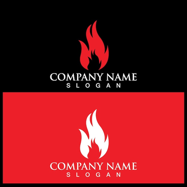 Logotipo de llama de fuego y plantilla vectorial