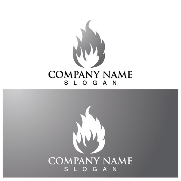 Logotipo de llama de fuego y plantilla vectorial