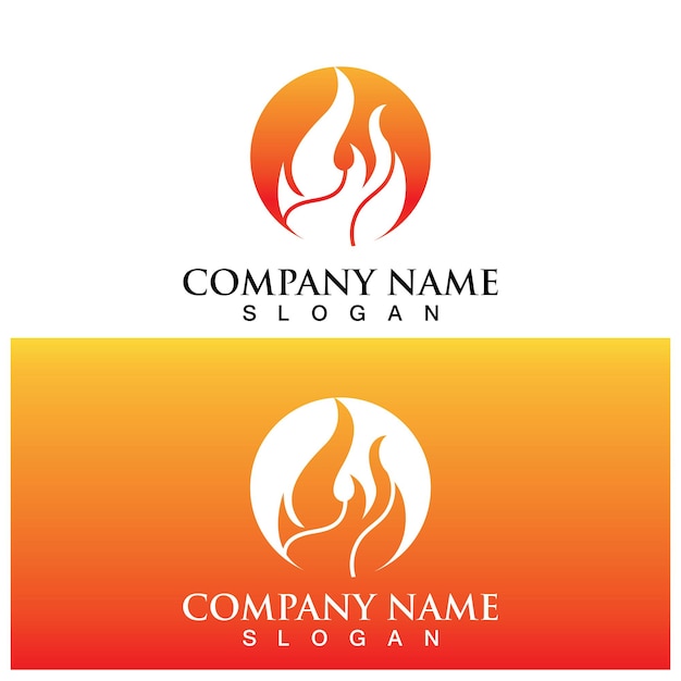 Logotipo de llama de fuego y plantilla vectorial