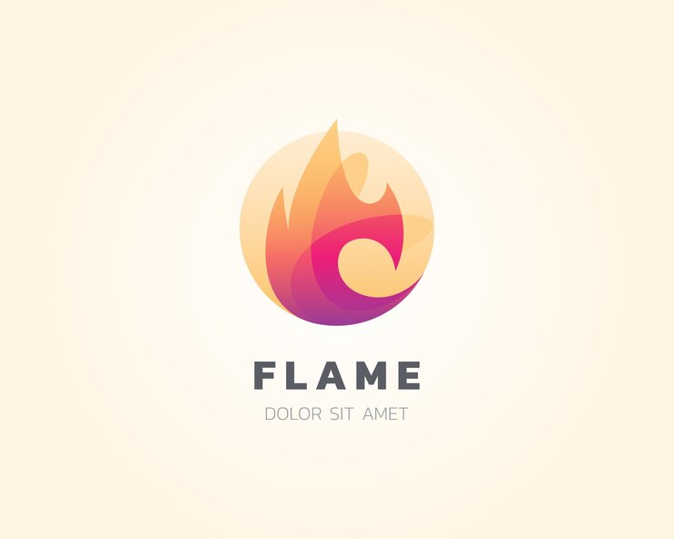 Vector logotipo de llama. icono de logotipo de fuego de llama de mezcla simple