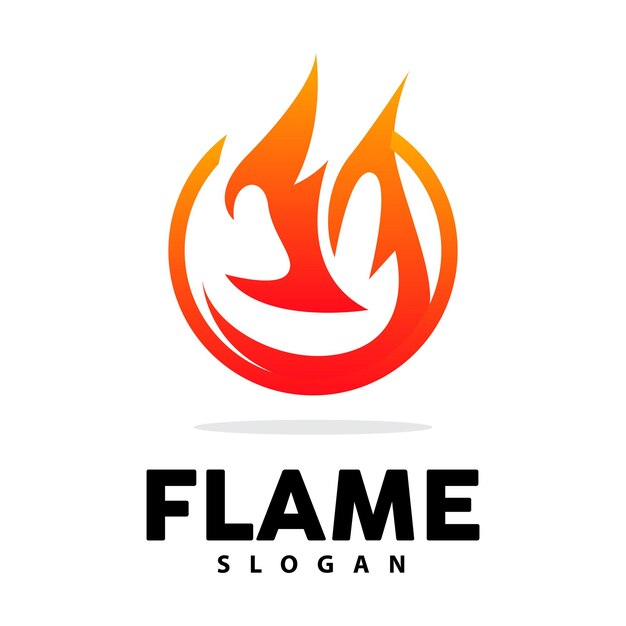 Logotipo de llama roja Diseño de icono de plantilla de logotipo de fuego de vector de calor ardiente