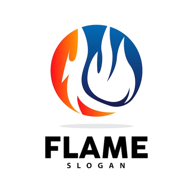 Logotipo de llama roja Diseño de icono de plantilla de logotipo de fuego de vector de calor ardiente