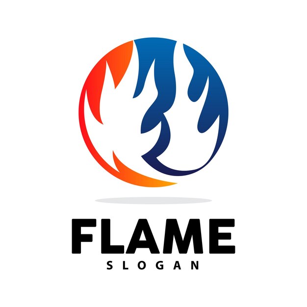 Logotipo de llama roja Diseño de icono de plantilla de logotipo de fuego de vector de calor ardiente