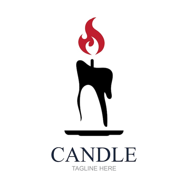 Logotipo de la llama de la vela en un marco Ilustración vectorial de la forma del fuego brillante.