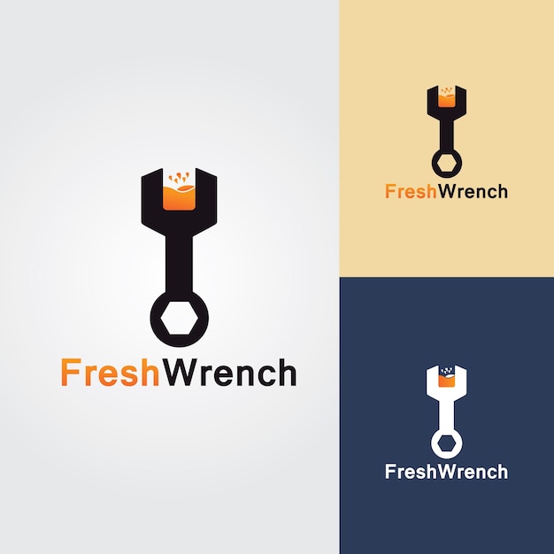 Logotipo de llave inglesa fresca