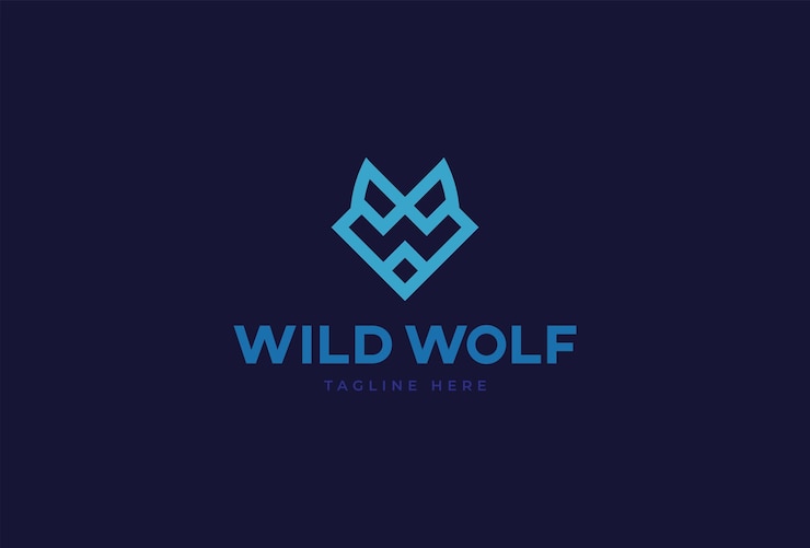 Vector logotipo del lobo diseño de la letra w con ilustración vectorial de combinación de cabeza de lobo
