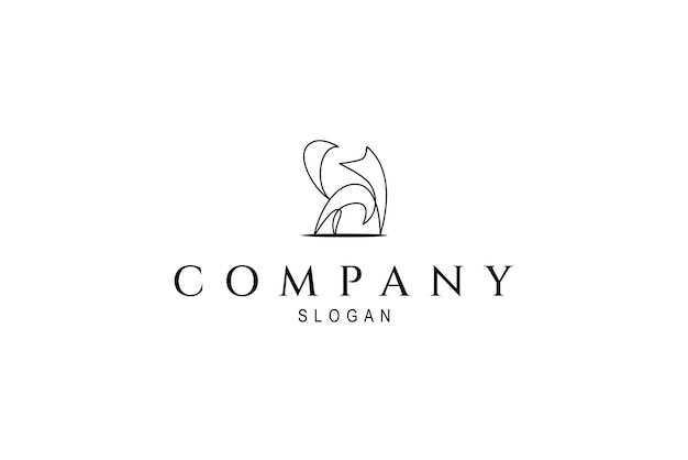 logotipo de lobo con estilo de diseño lineal abstracto