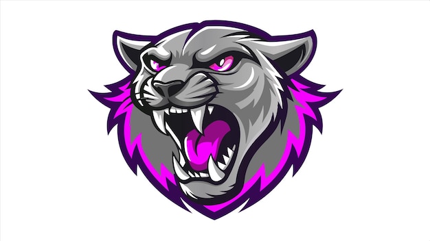un logotipo para un lobo con un fondo púrpura