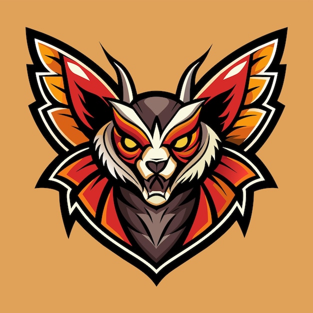 un logotipo de un lobo con un fondo rojo y naranja
