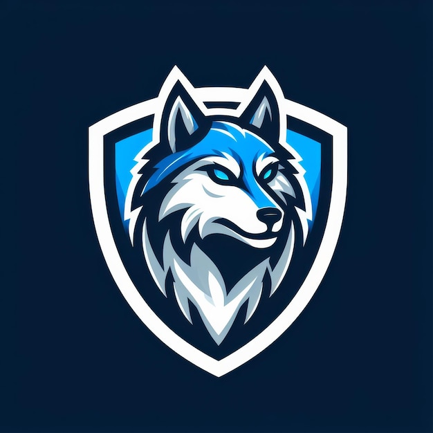 Vector logotipo del lobo de juegos con una combinación de azul y negro