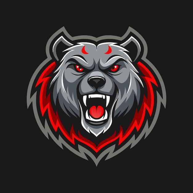 El logotipo del lobo pardo enojado