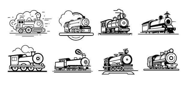 El logotipo de la locomotora del tren es un icono plano de vector, una imagen minimalista sobre un fondo blanco aislado.