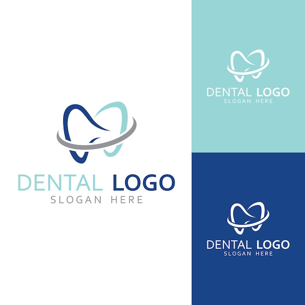 Logotipo de logotipo dental para salud dental y logotipo para cuidado dental Usando un concepto de diseño de vector de ilustración de plantilla