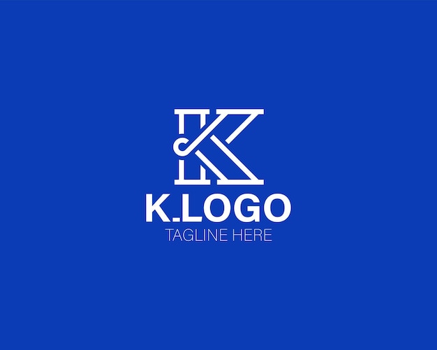 Logotipo del logotipo K con un fondo azul.