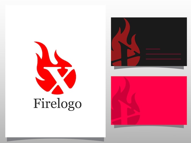 Logotipo Logotipo de letra X con ilustración de vector de diseño de logotipo de llamas de fuego