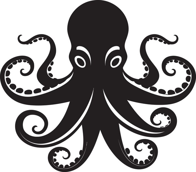 El logotipo de la lona de cefalópodos, el icono vectorial, la obertura oceánica, el diseño del emblema del pulpo.