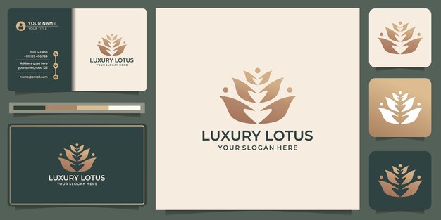 Logotipo de loto floral de lujo y diseño de concepto creativo para su negocio de lujo, moda, spa de belleza.