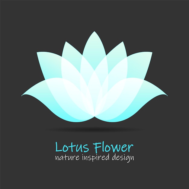 Logotipo de loto con pétalos de degradado superpuestos Símbolo de flor vectorial para el salón de belleza del centro de spa de la industria del bienestar