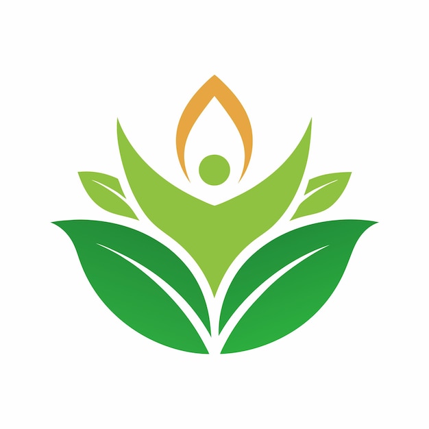 Logotipo de loto verde vibrante con elementos de diseño abstractos