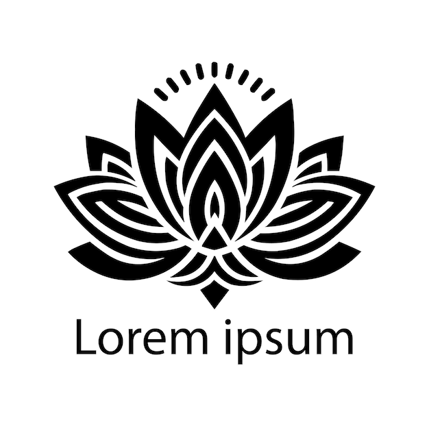 Un logotipo de loto de yoga negro