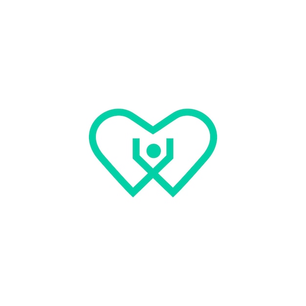 Vector logotipo de love care con el símbolo de la persona en diseño plano