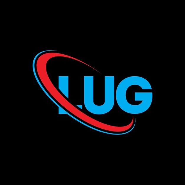 Logotipo de LUG: diseño de logotipo de letra LUG Iniciales: logotipo LUG vinculado con círculo y monograma en mayúsculas Logotipo LUG: tipografía para negocios tecnológicos y marca inmobiliaria