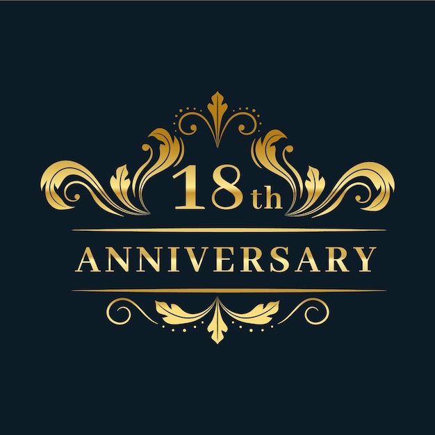 Logotipo de lujo del 18 aniversario