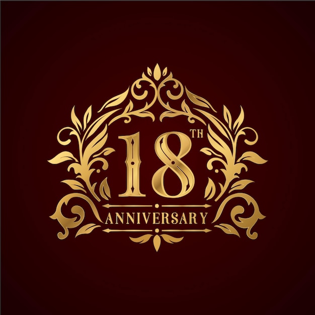 Logotipo de lujo del 18 aniversario