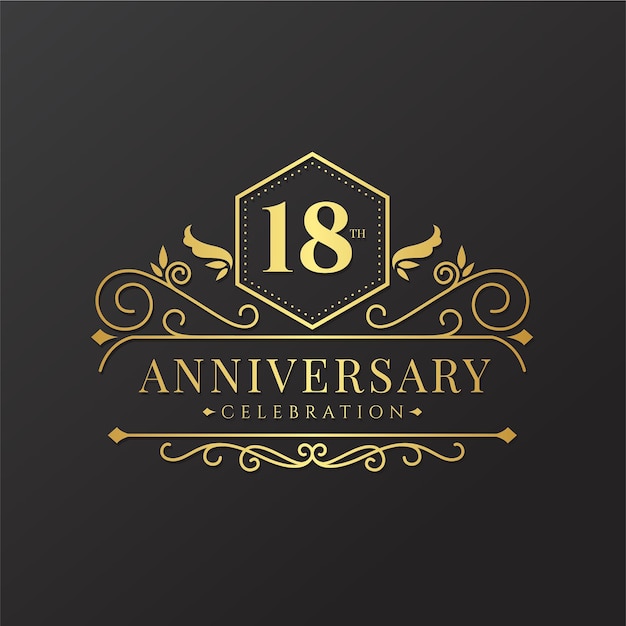 Vector logotipo de lujo del 18 aniversario