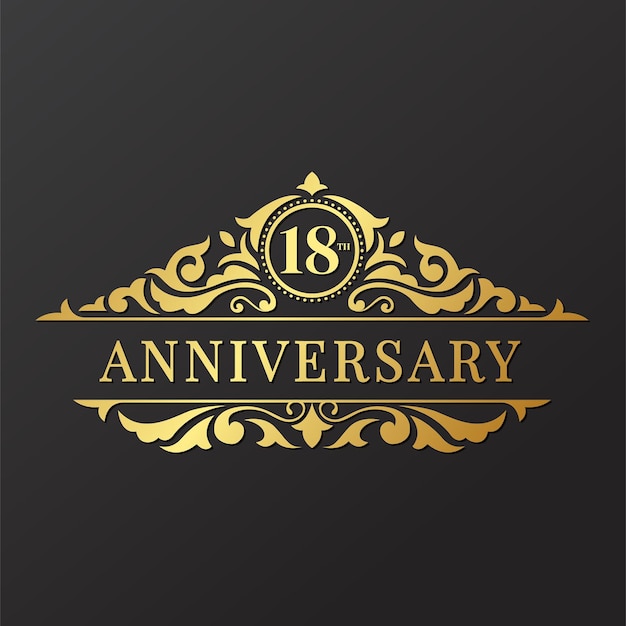 Logotipo de lujo del 18 aniversario