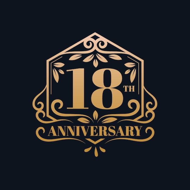 Vector logotipo de lujo del 18 aniversario