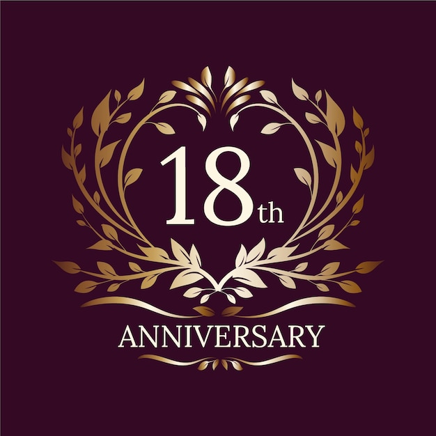 Logotipo de lujo del 18 aniversario