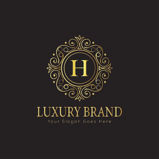 Logotipo de lujo adornado con letra H