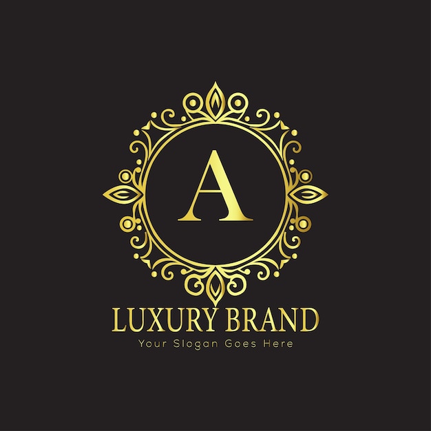 Logotipo de lujo adornado con letra A
