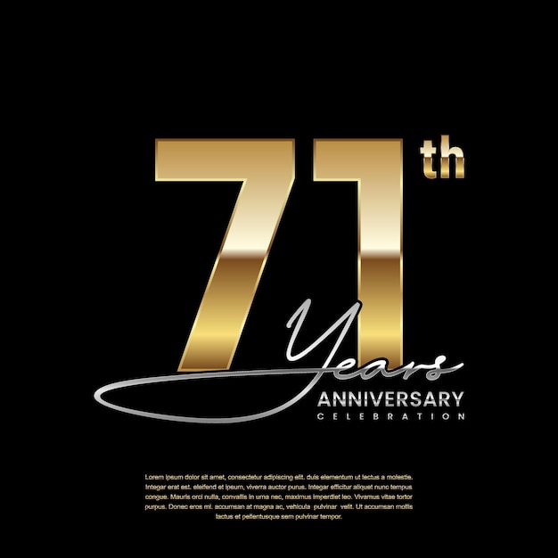 Logotipo de lujo de aniversario de 71 años con estilo de anillo dorado Plantilla de vector de logotipo