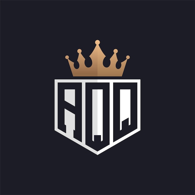 Logotipo de lujo AQQ con corona Iniciales elegantes Logotipo de letra AQQ para marcas exclusivas Monograma de letra AQ Q para empresas de alta gama
