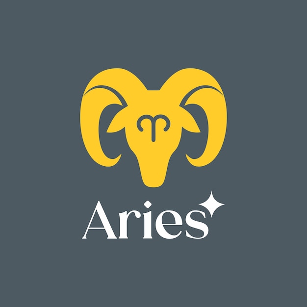 el logotipo de lujo de aries para la camiseta un carnero amarillo con la palabra la palabra en él
