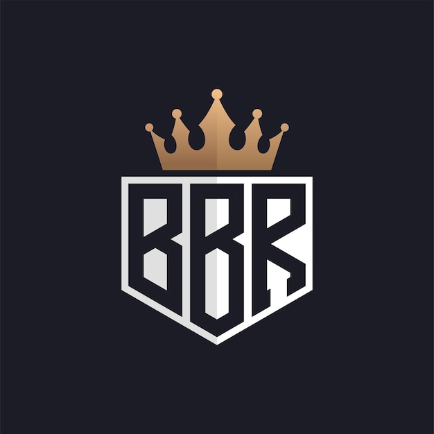 Logotipo de lujo de BBR con Corona Iniciales elegantes Logotipo de letra BBR para marcas exclusivas Letra Monograma BBR para empresas de alta gama