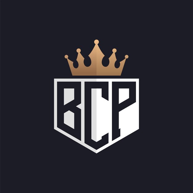 Logotipo de lujo de BCP con Corona Iniciales elegantes Logotipo de letra BCP para marcas exclusivas Carta Monograma de BCP para empresas de alta gama
