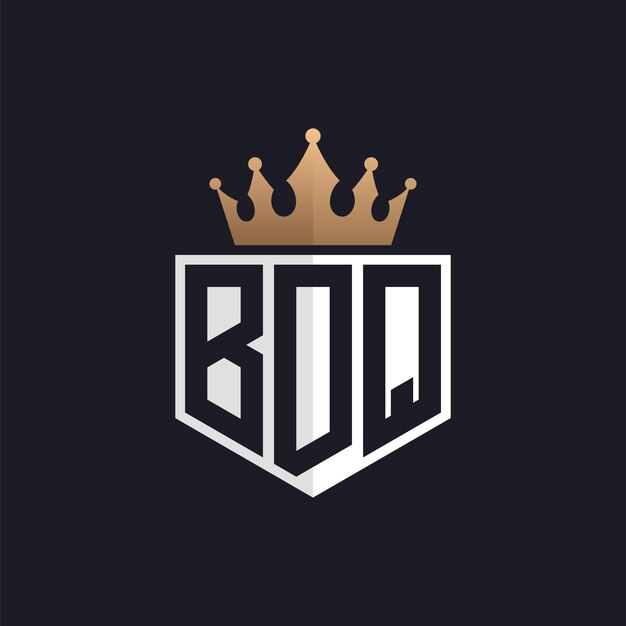 Logotipo de lujo de BDQ con corona elegantes iniciales BDQ letra logotipo para marcas exclusivas letra BDQ monograma para negocios de alta gama