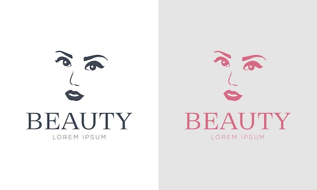 Vector logotipo de lujo de belleza y belleza para la cara femenina