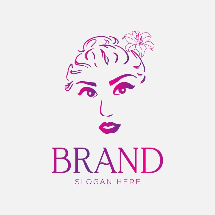 Logotipo de lujo de belleza y belleza para la cara femenina