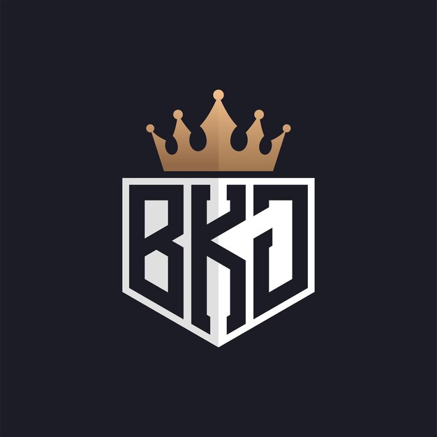 Logotipo de lujo de BKJ con corona iniciales elegantes BKJ letra logotipo para marcas exclusivas letra BKJ monograma para negocios de alta gama