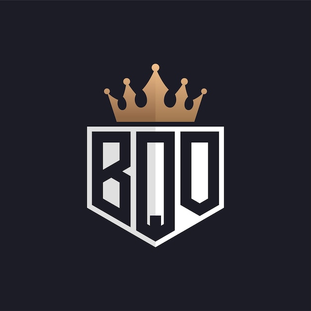 Logotipo de lujo de BQO con corona Iniciales elegantes Logotipo de letra BQO para marcas exclusivas Monograma de letra B QO para empresas de alta gama