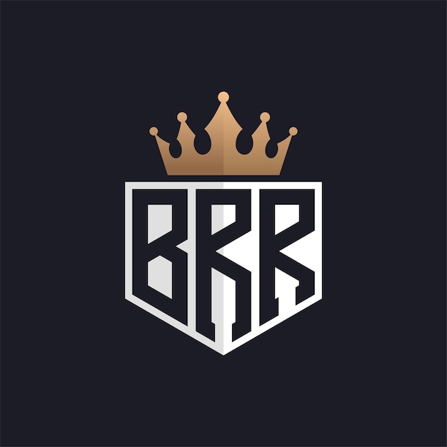 Logotipo de lujo de BRR con Corona Iniciales elegantes Logotipo de letra BRR para marcas exclusivas Monograma de letra FRR para empresas de alta gama