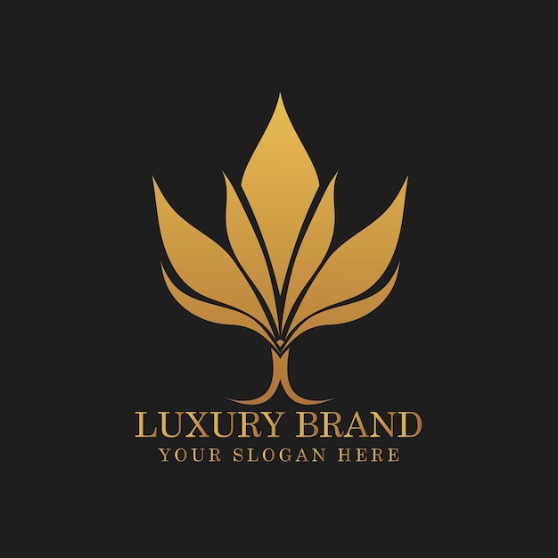 logotipo de lujo en color oro graduado con adornos