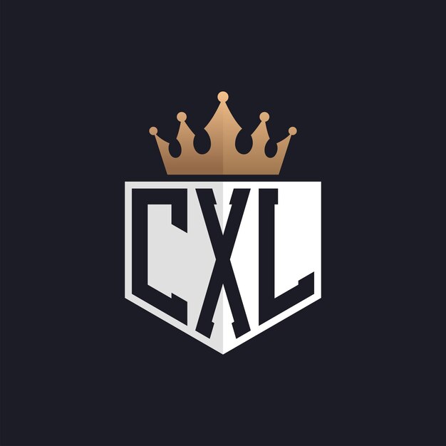 Logotipo de lujo CXL con corona Iniciales elegantes Logotipo de letras CXL para marcas exclusivas Monograma de letras CxL para empresas de alta gama