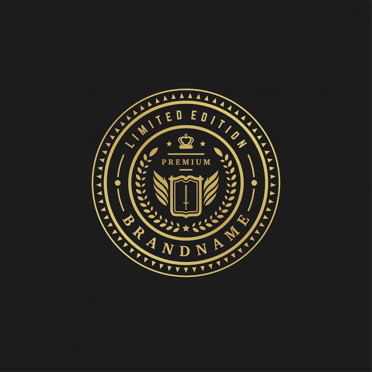 Vector el logotipo de lujo del diseño de la plantilla del ejemplo del vector las viñetas victorianas el ornamento real forma para el diseño del logotipo o de la etiqueta.