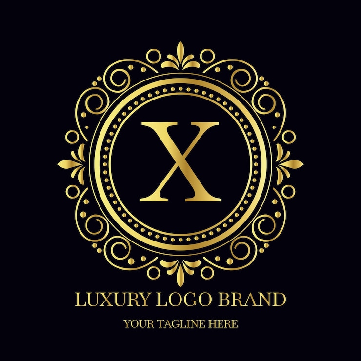 Vector logotipo de lujo dorado monograma x elegante con diseño floral